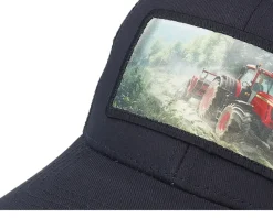 Kids Red Tractor Patch Black Trucker - Kiddo Cap