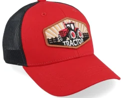 Kids Red Tractor Wide Patch Scarlet/Black Trucker - Kiddo Cap