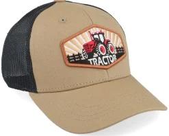 Kids Red Tractor Wide Patch Caramel/Black Trucker - Kiddo Cap