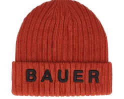 Kids Ribbed Toque Fire Red Cuff - Bauer
