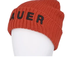 Kids Ribbed Toque Fire Red Cuff - Bauer