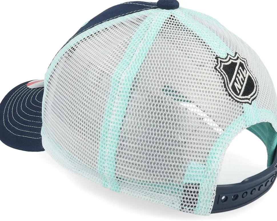 Kids Seattle Kraken Lockup Meshback Cap Navy/White Trucker - Outerstuff