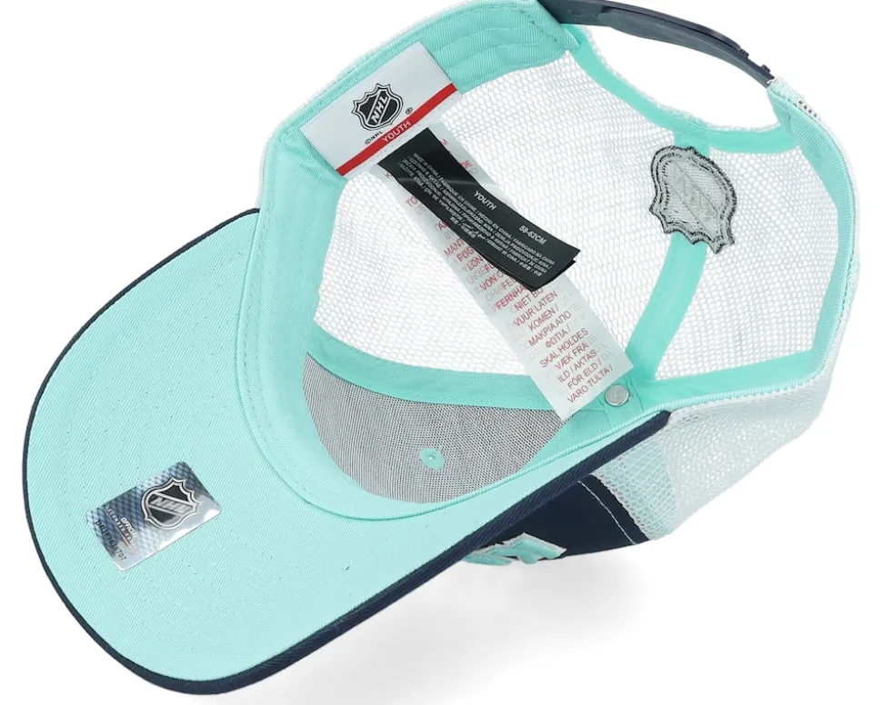 Kids Seattle Kraken Lockup Meshback Cap Navy/White Trucker - Outerstuff