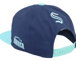 Kids Seattle Kraken Logo Flatbrim Cap Traditional Navy/Mint Snapback - Outerstuff