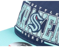 Kids Seattle Kraken Logo Flatbrim Cap Traditional Navy/Mint Snapback - Outerstuff