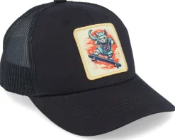 Kids Skater Cat Patch Black Trucker - Kiddo Cap