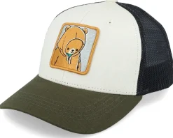 Kids Smiling Teddy Ivory/Black/Dark Mesh Trucker - Kiddo Cap