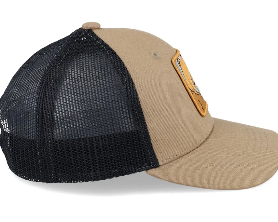 Kids Smiling Teddy Patch Caramel/Black Trucker - Kiddo Cap