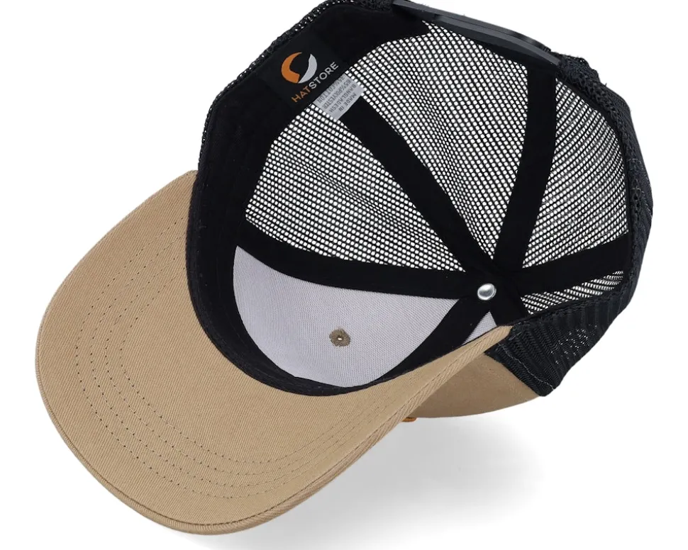 Kids Smiling Teddy Patch Caramel/Black Trucker - Kiddo Cap