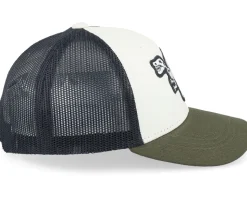 Kids Spinosaurus Skeleton Ivory/Black/Dark Mesh Trucker - Kiddo Cap