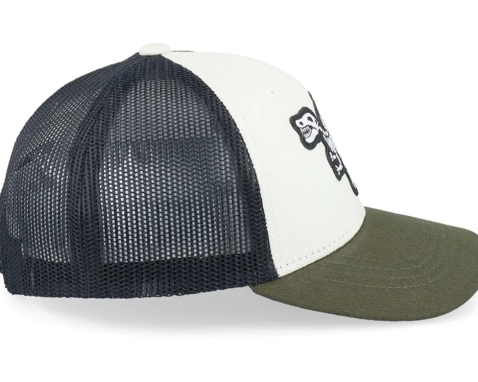 Kids Spinosaurus Skeleton Ivory/Black/Dark Mesh Trucker - Kiddo Cap