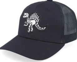 Kids Spinosaurus Skeleton Ivory/Black/Dark Mesh Trucker - Kiddo Cap