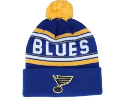 Kids St. Louis Blues Jacquard Cuff Beanie Blue/Yellow Pom - Outerstuff