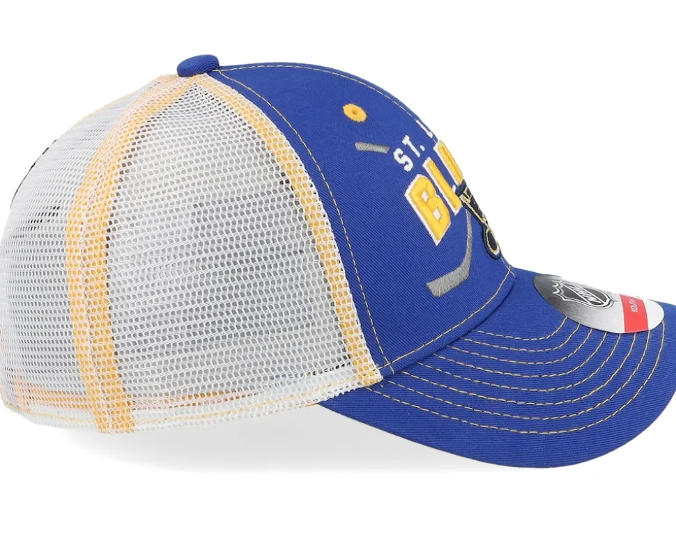 Kids St. Louis Blues Lockup Meshback Blue/White/Yellow Trucker - Outerstuff