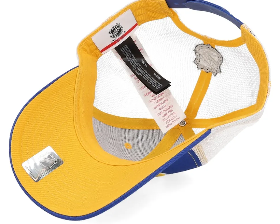 Kids St. Louis Blues Lockup Meshback Blue/White/Yellow Trucker - Outerstuff