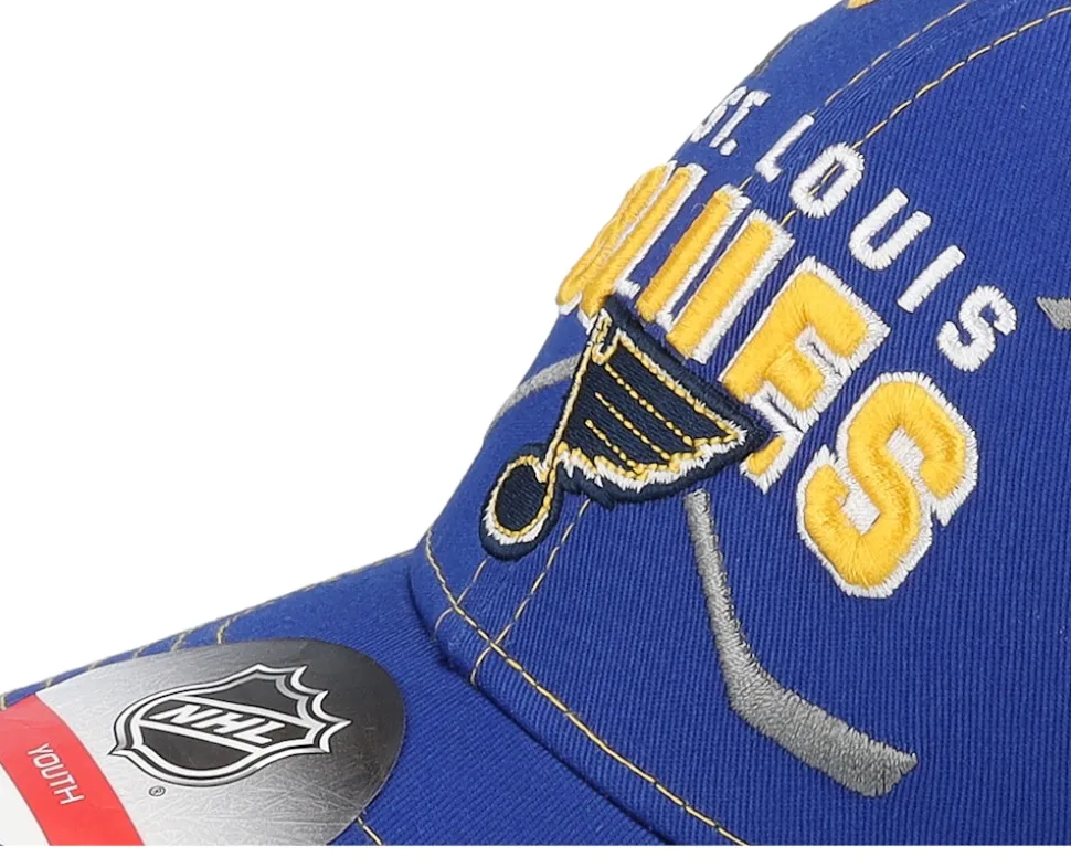 Kids St. Louis Blues Lockup Meshback Blue/White/Yellow Trucker - Outerstuff