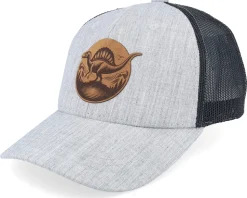 Kids Stegosaurus Patch Heather Grey/Black Trucker - Kiddo Cap