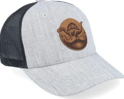 Kids Stegosaurus Patch Heather Grey/Black Trucker - Kiddo Cap