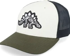 Kids Stegosaurus Skeleton Ivory/Black/Dark Mesh - Kiddo Cap