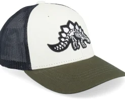 Kids Stegosaurus Skeleton Ivory/Black/Dark Mesh - Kiddo Cap