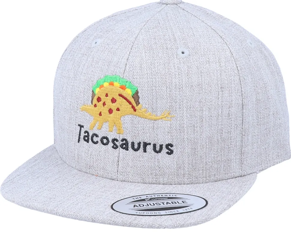 Kids Tacosaurus Dino Heather Grey Snapback - Kiddo Cap
