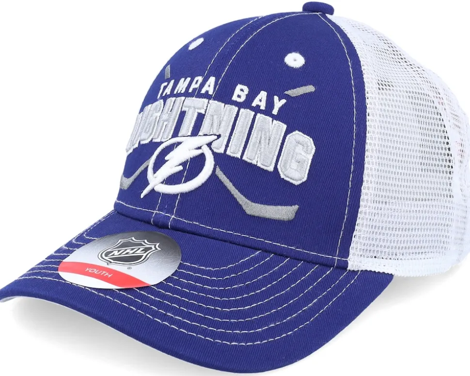 Kids Tampa Bay Lightning Lockup Meshback Blue/White Trucker - Outerstuff