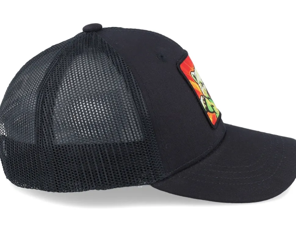 Kids Teddy Bear Action Patch Black Trucker - Kiddo Cap