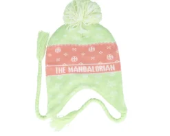 Kids The Mandalorian Grogu Sherpa Beanie Green/Pink Pom - Difuzed
