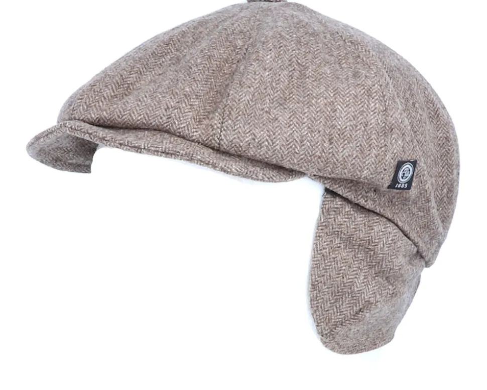 Kids Theodor Jr. Herringbone Brown Flat Cap - CTH Ericson
