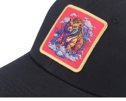 Kids Tiger On Clouds Patch Black Trucker - Kiddo Cap