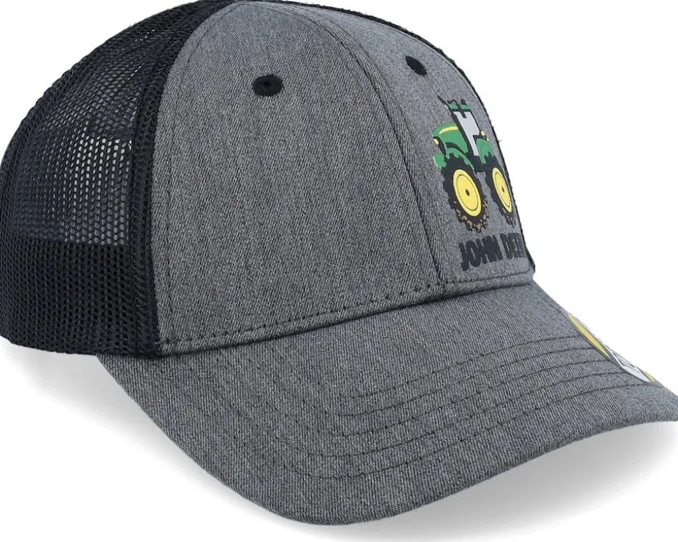 Kids Toddler 3d Rubber Tractor Print Cap Black/Grey Trucker - John Deere