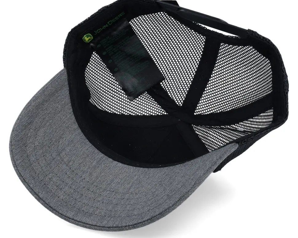 Kids Toddler 3d Rubber Tractor Print Cap Black/Grey Trucker - John Deere