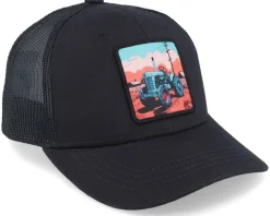 Kids Tractor And Clouds Patch Light Black Trucker - Kiddo Cap