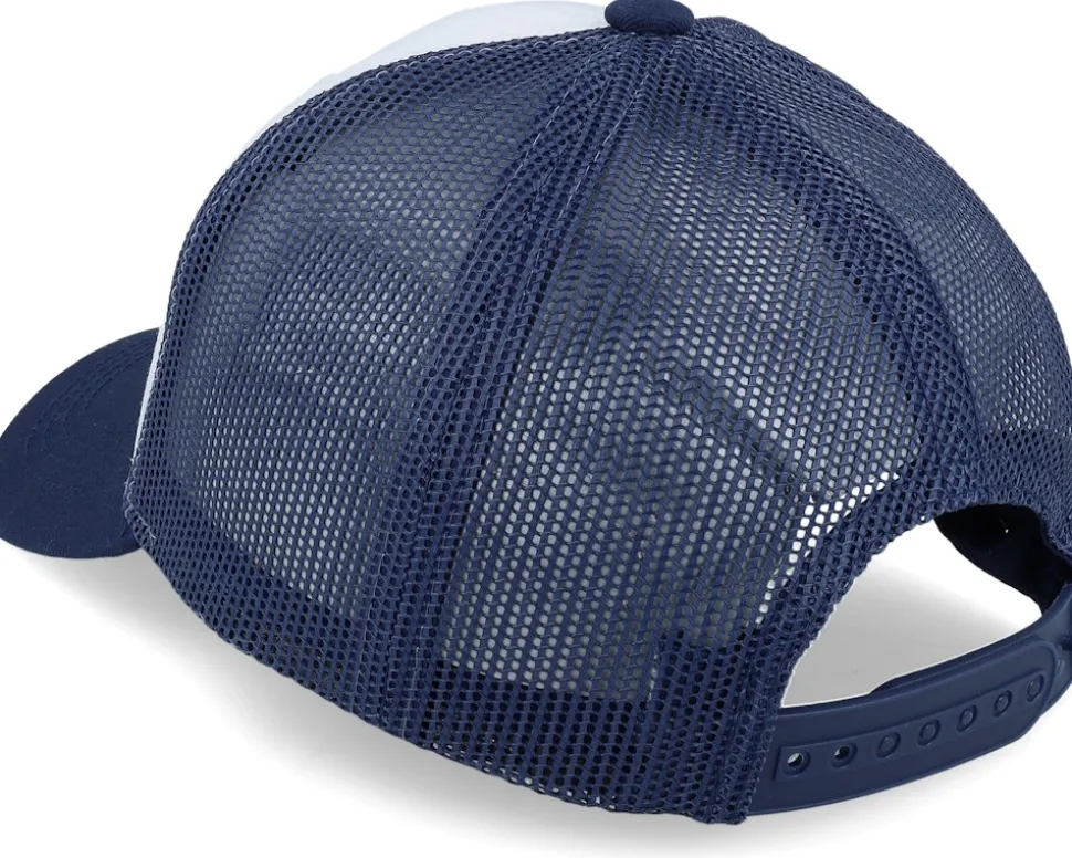 Kids Tractor And Clouds Patch White/Navy Trucker - Kiddo Cap