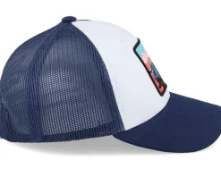 Kids Tractor And Clouds Patch White/Navy Trucker - Kiddo Cap