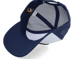 Kids Tractor And Clouds Patch White/Navy Trucker - Kiddo Cap