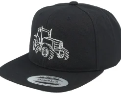 Kids Tractor Outline Black/Black Snapback - Kiddo Cap