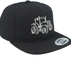 Kids Tractor Outline Black/Black Snapback - Kiddo Cap