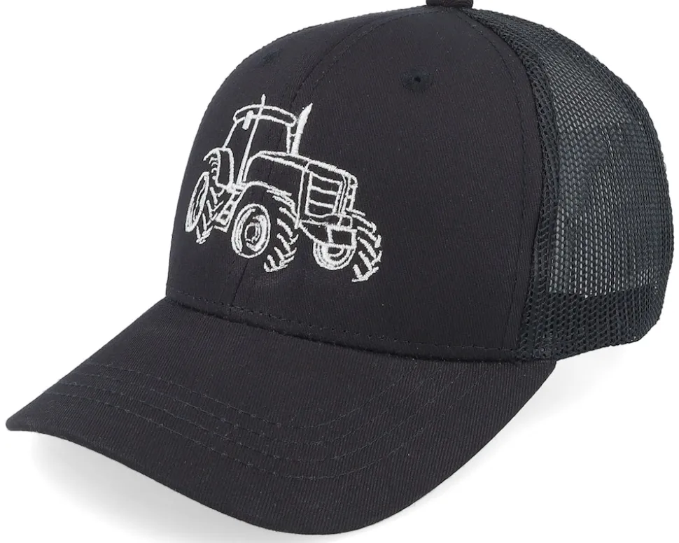 Kids Tractor Outline Black/Black Trucker - Kiddo Cap