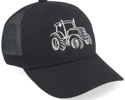 Kids Tractor Outline Black/Black Trucker - Kiddo Cap