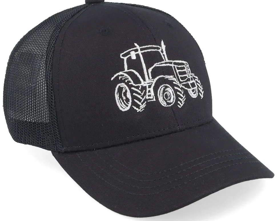 Kids Tractor Outline Black/Black Trucker - Kiddo Cap
