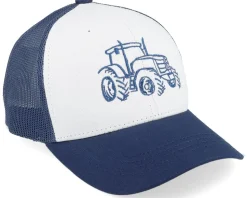Kids Tractor Outline White/Navy Trucker - Kiddo Cap