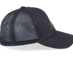 Kids T-rex Dino Brown Patch Black Trucker - Kiddo Cap