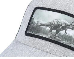 Kids T-rex Dino Heather Grey/Black Trucker - Kiddo Cap