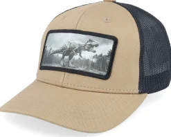 Kids T-rex Dino Heather Grey/Black Trucker - Kiddo Cap