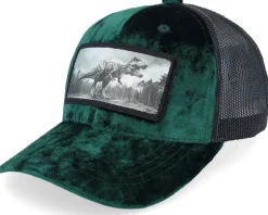 Kids T-rex Dino Patch Velvet Green/Black Trucker - Calza Pennello