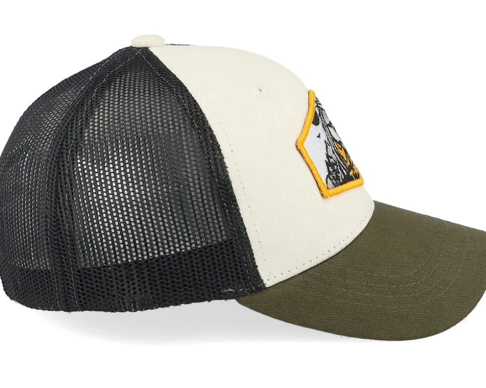 Kids T-rex Orange Patch Ivory/Black/Dark Mesh - Kiddo Cap