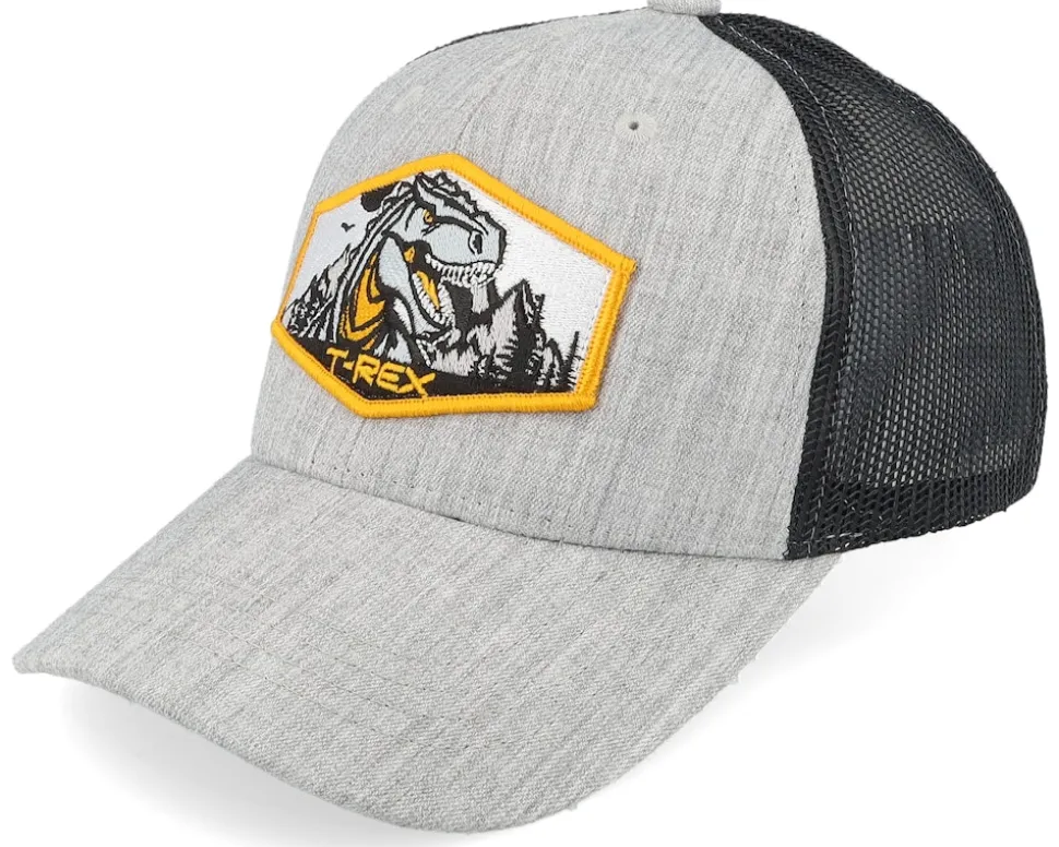 Kids T-rex Orange Patch Ivory/Black/Dark Mesh - Kiddo Cap