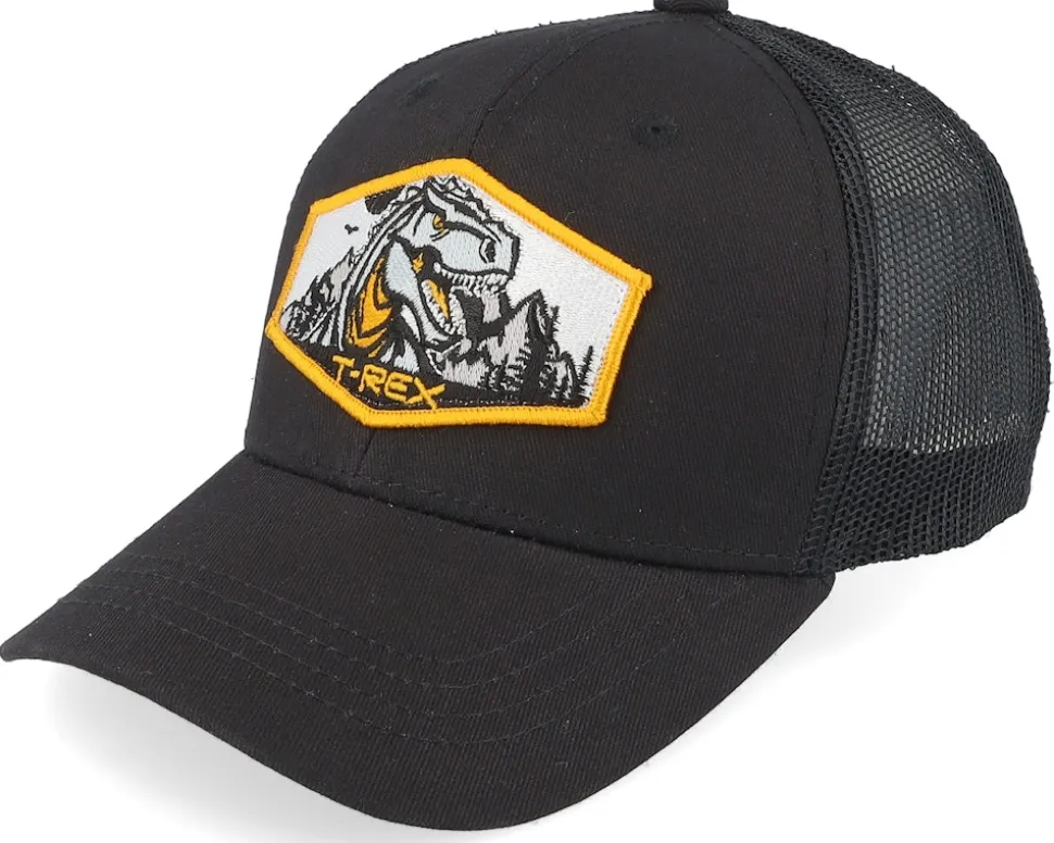 Kids T-rex Orange Patch Ivory/Black/Dark Mesh - Kiddo Cap