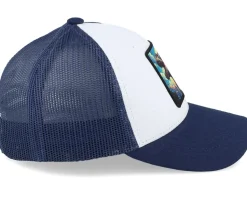 Kids T-rex With Sun Glasses White/Navy Trucker - Kiddo Cap